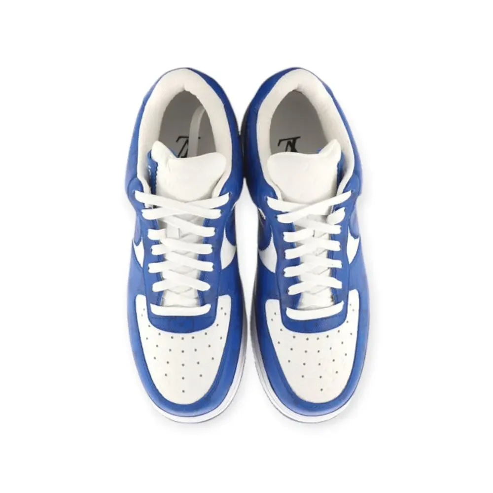 Louis Vuitton x Nike Air Force 1 Virgil Abloh Low Top Sneaker Blue White Size 7 - Picture 2 of 5